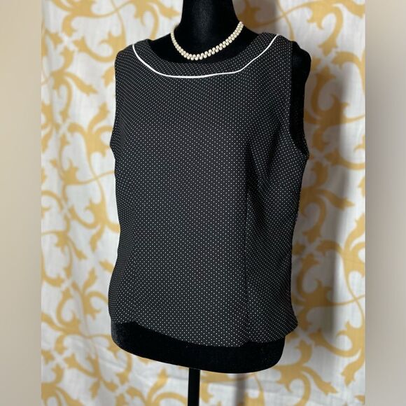 🔥❤️🔥 Sag Harbor Polka Dots Black Small White Round Neck Side Zipper Size… - Picture 3 of 8